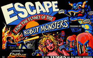 Escape From The Planet Of The Robot Monsters title screen for Atari ST